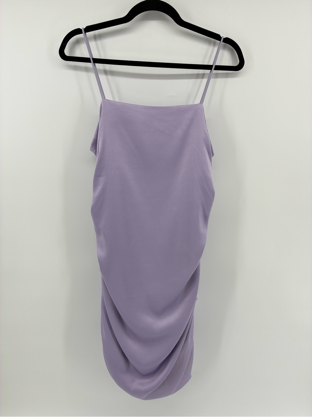 Lilac Slip Dress with Draped Scrunched Sides